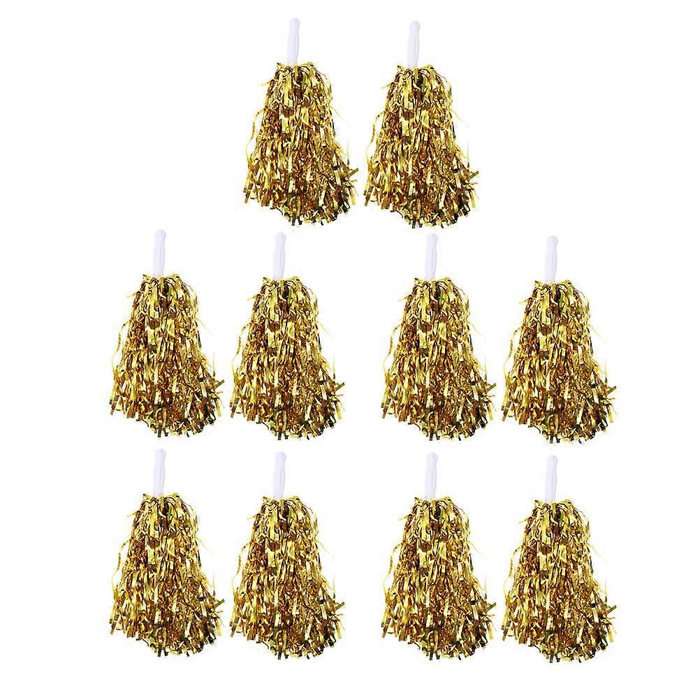 Cheerleading Game Day Accessories Cheerleading Poms Golden 29X10 Cm For Cheerleading Supplies With Handle 5Pairs