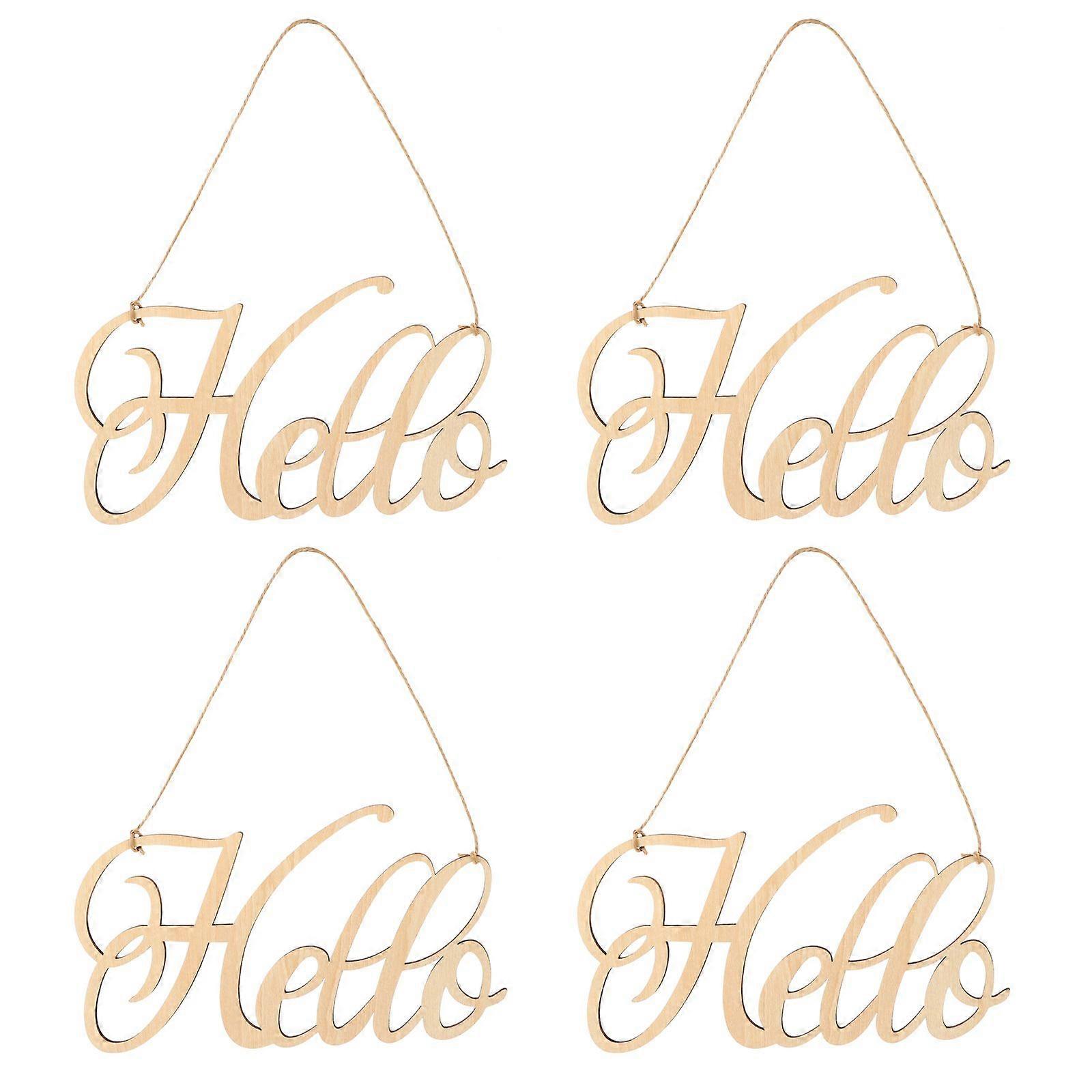 1 Set 4 Stück Holz geschnitzt Hohl Englisch Brief Hängende Dekore Anhänger