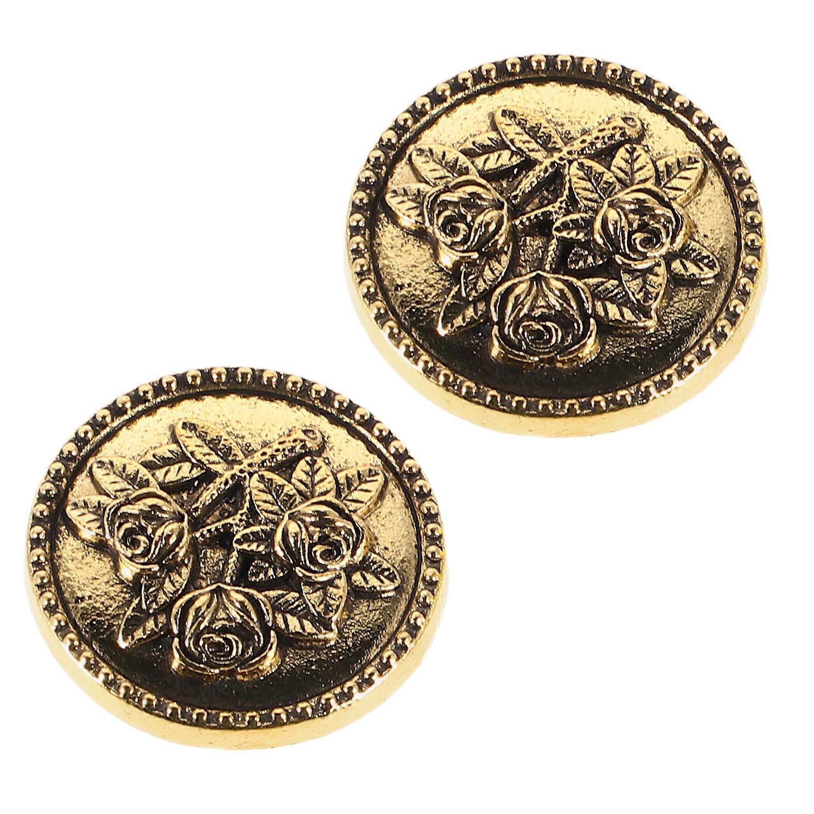 2pcs Capa de botão com padrão de rosa Abotoaduras para camisas elegantes e roupas sociais Capas de abotoaduras de camisa destacáveis