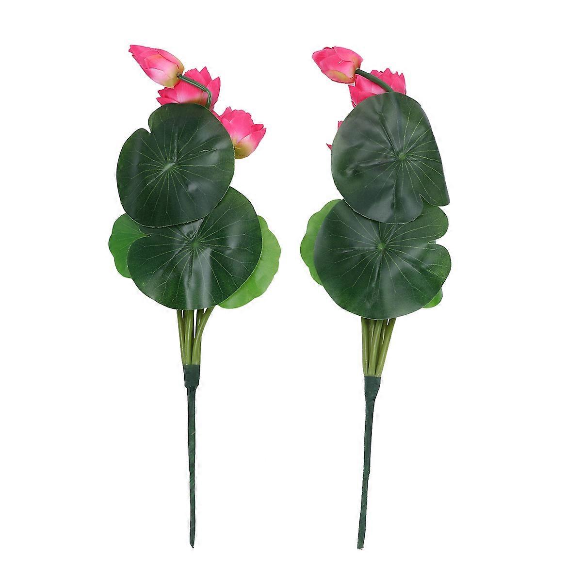 Realistic Fake Flowers Lotus Artificial Flower Arrangement for Home Decor Rosy 46.5x12cm 2Pcs
