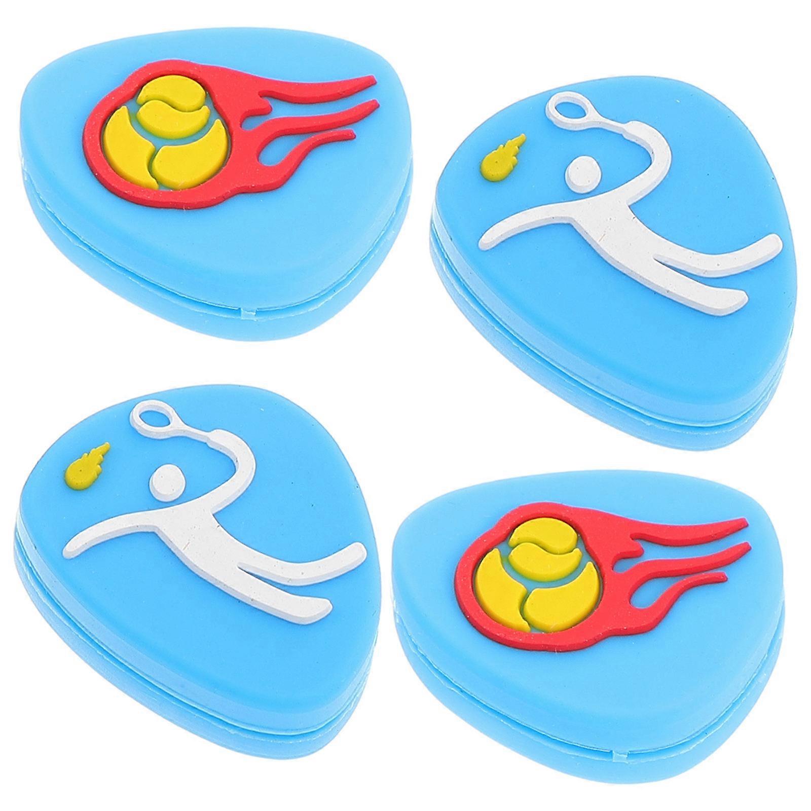 Tennis Racket Dampener Silicone Vibration Dampeners For Tennis Enthusiasts Sports Outdoor Activities 2.60X2.10X0.80CM Blue Vibration Reduction 4Pcs