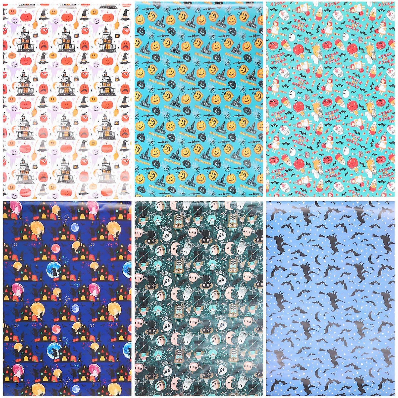 6pcs Halloween Wrapping Paper, Durable Craft Paper for DIY Projects, Presents, Bouquets, Recyclable and Easy to Cut for Festive Decor
