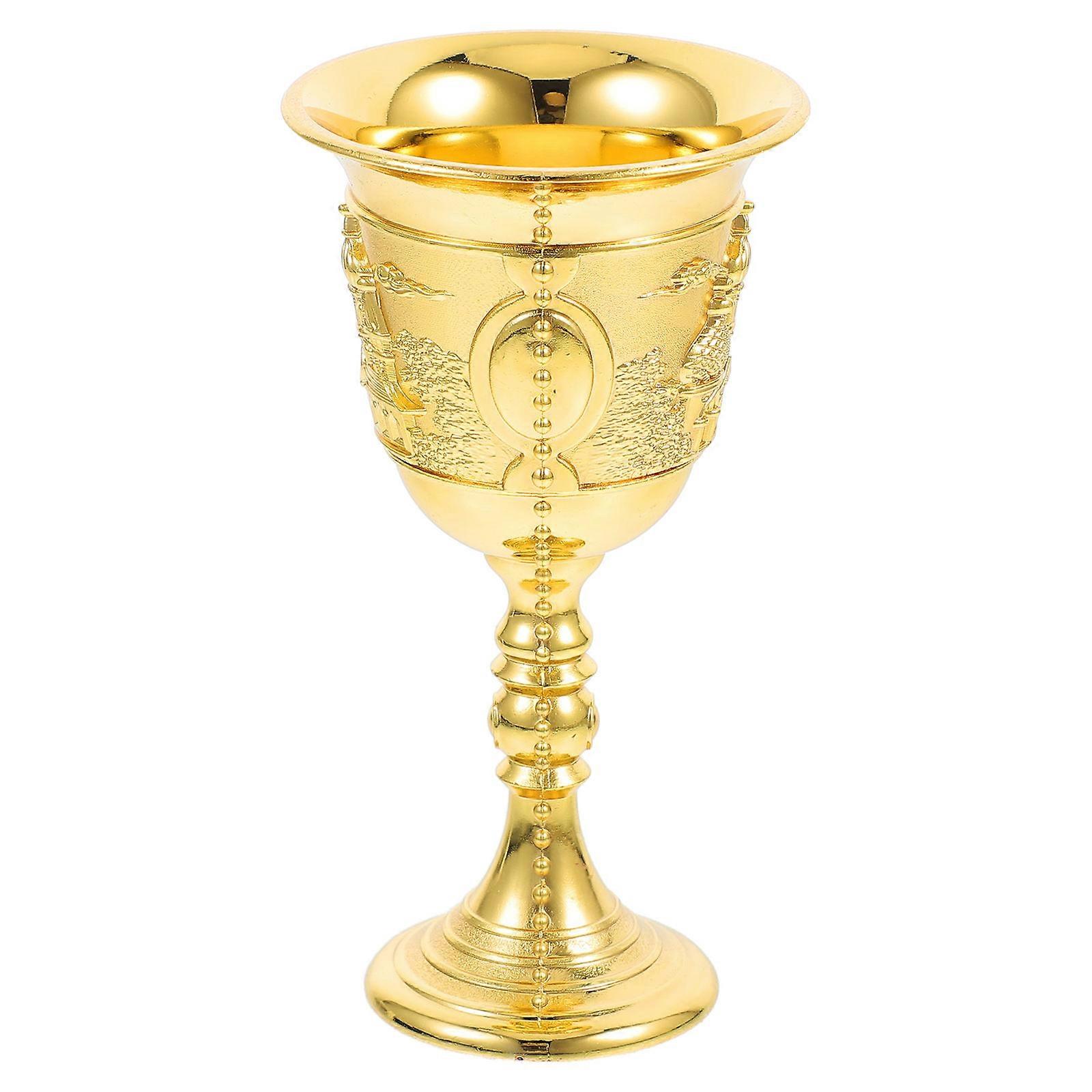 Retro Goblet Embossed Drinking Glasses For Ice Cream Palace Style 1Pack