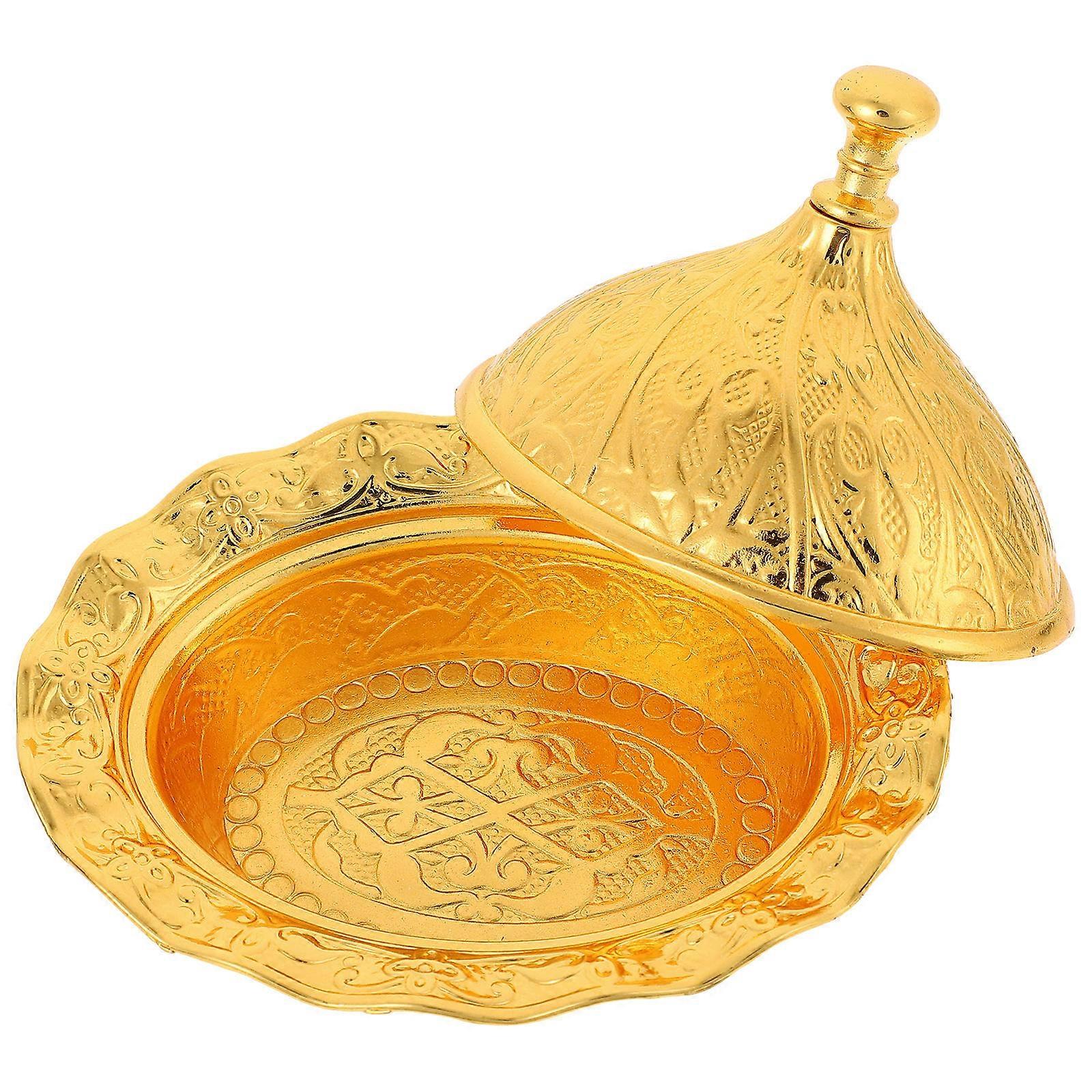 Serving Platter with Lid Vintage Sugar Bowl Candy Storage for Families Golden 3.97X3.14X2.75in Moisture-Resistant 1Pack