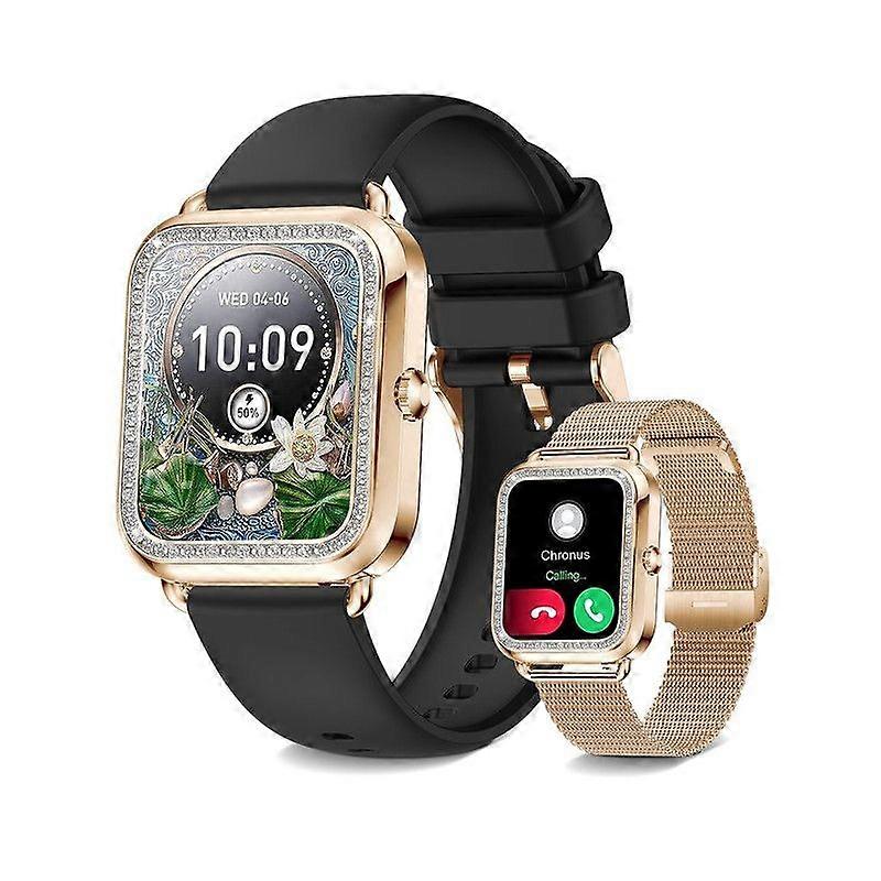 Smartwatch with Phone Function Rhinestones 1.57'' HD  Android/iOS Black
