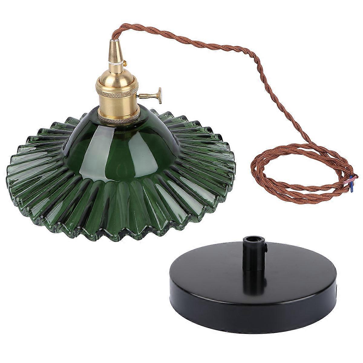 Vintage Style Single Head Chandelier with Green Glass Shade and Black Base – Retro Pendant Ceiling Lamp for Bar, Restaurant, Cafe, and Home – Energy