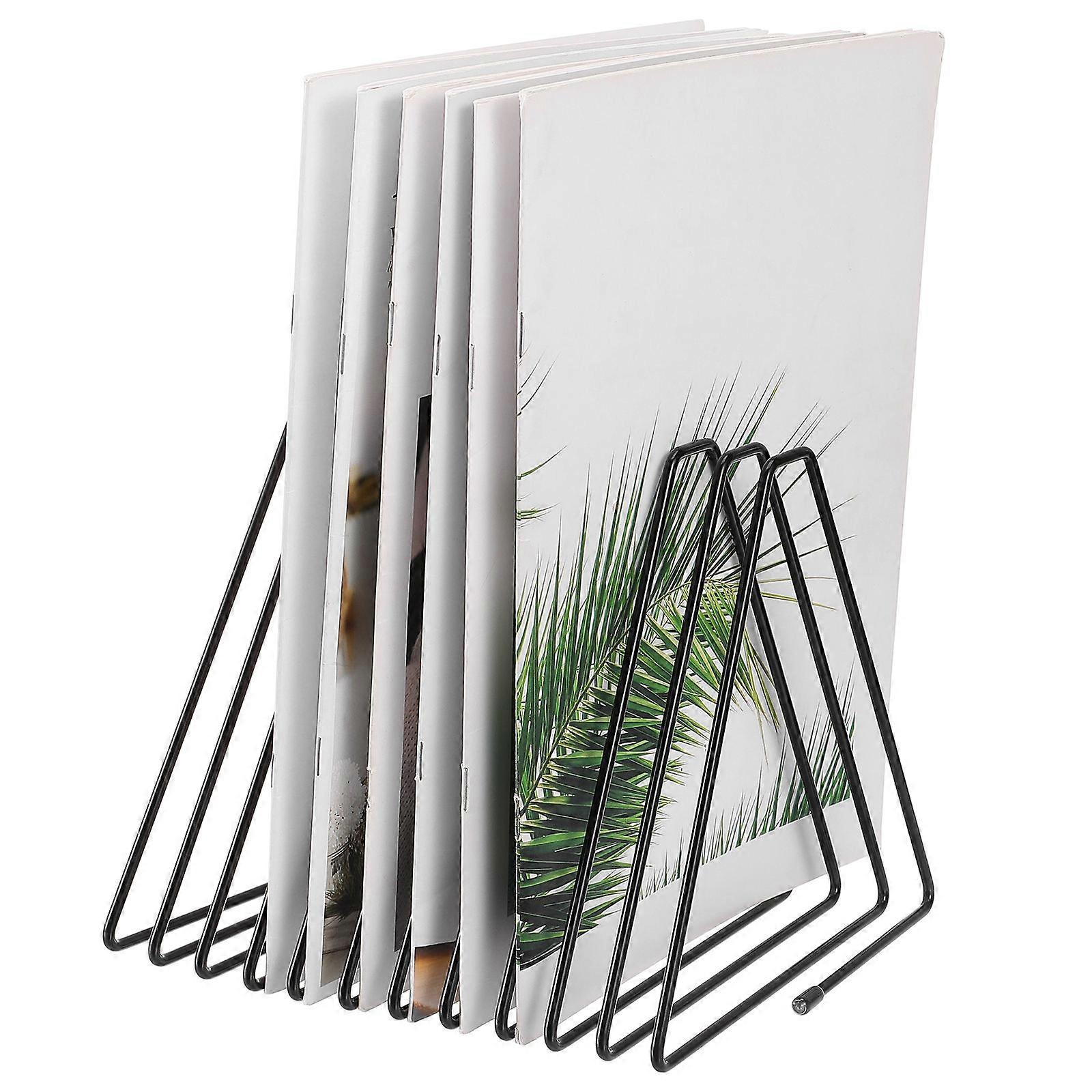 Triangle Organizer Metal Wire Desktop Book Organizer Adjustable Widths Support Books Documents 11 Slots 1Pcs