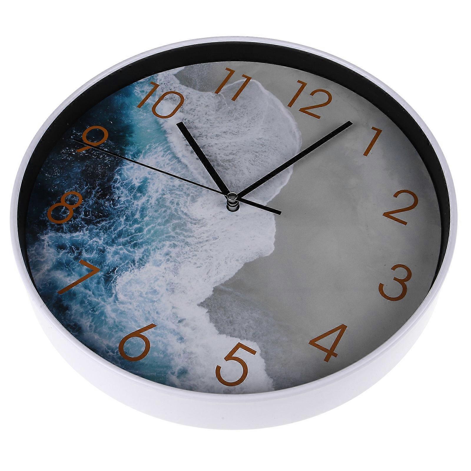 Wall Hanging Clock Large Plastic Beach Theme Silent Mechanism Waterproof Timekeeping 1Set