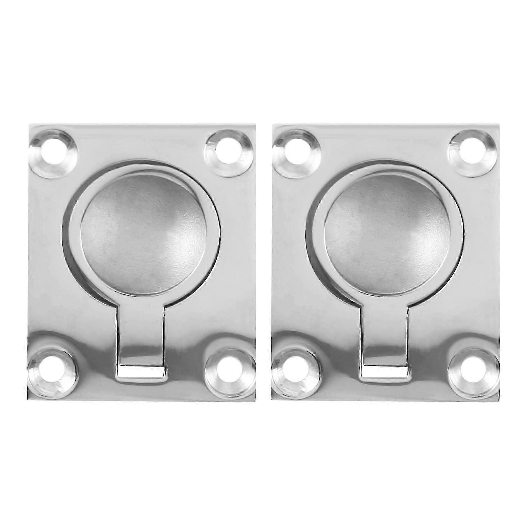2pcs 48 x 38mm Boat Locker Hatch Latch Cabinet Flush Mount Ring Pull Handle Marine Surfing Hardware