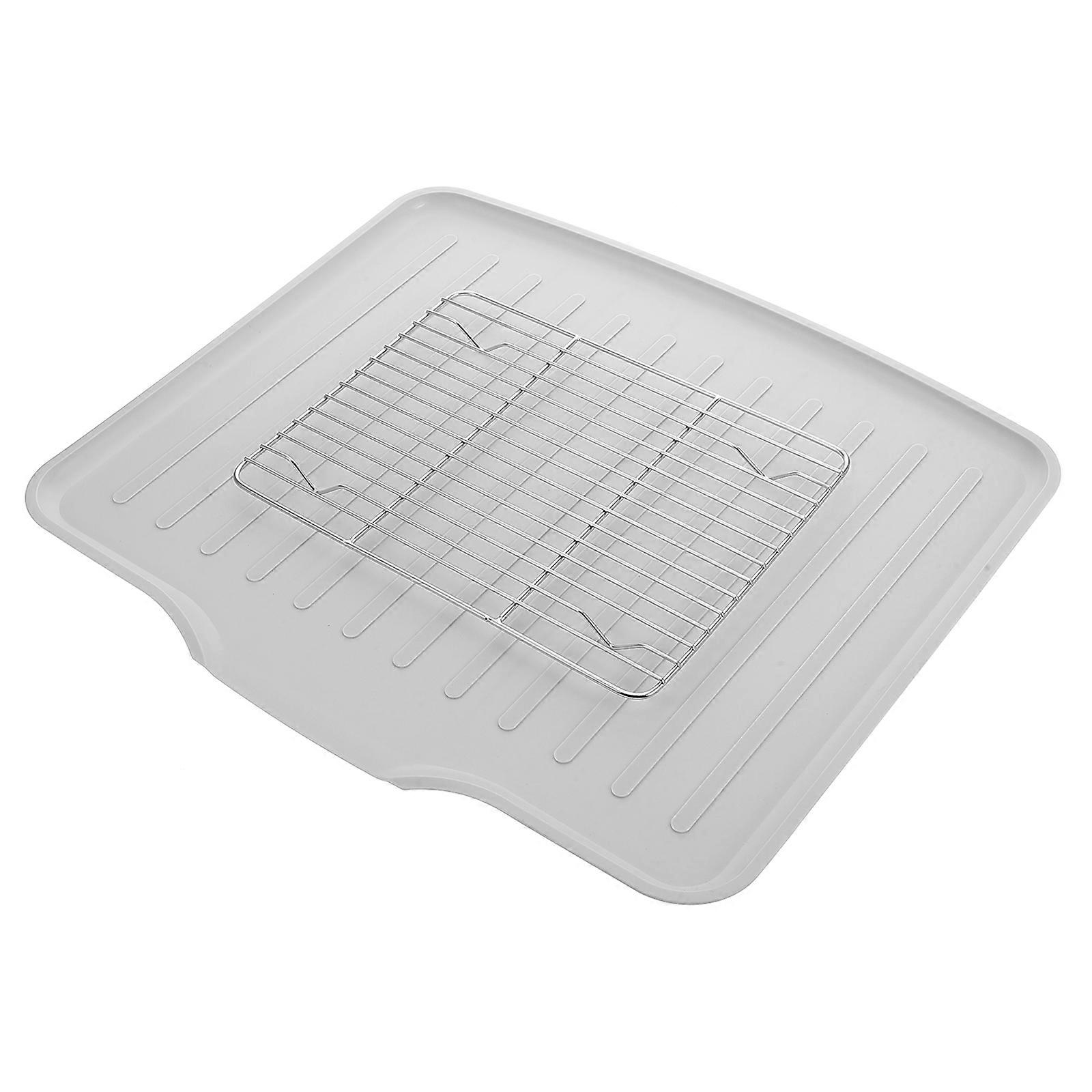 Sink Drying Rack Multi Functional Stainless Steel Dish Draining Rack for Kitchen Use Grey 41 00X36 50X1 00CM Rectangular Modern Style 1 Pair