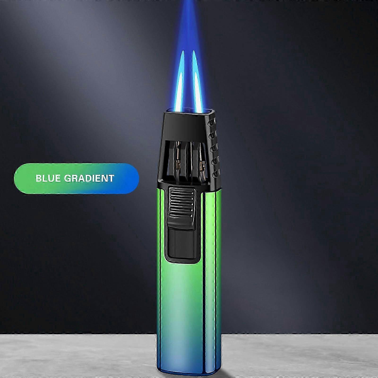 Windproof Straight Torch Blue Flame Lighter Butane Torch Turbine Torcher Inflatable Gas Windproof Lighter Refillable Butane Lighter For Outdoor Bbq Ba
