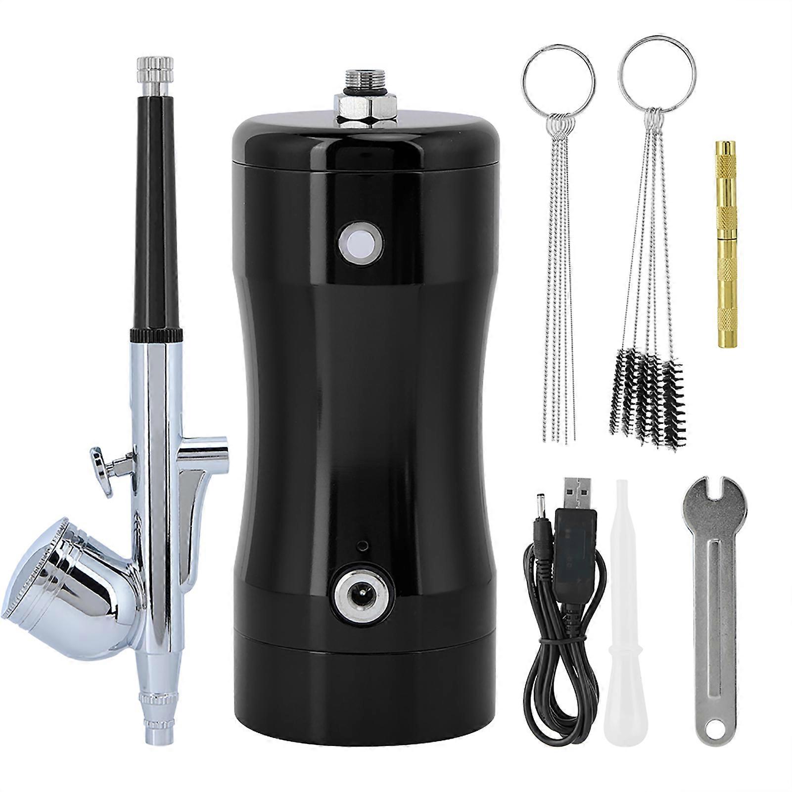 G12 Airbrush Kit with 0.3mm Pump and Mini 7CC, Cleaning Tool (Black)