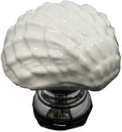 4pcs Ceramic Drawer Knobs Coastal Shell Design – White