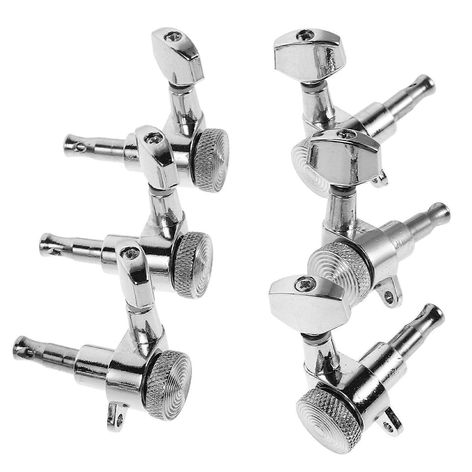 Electric Guitar Tuning Pegs Locking Mechanism Silver Zinc Alloy 6Pcs