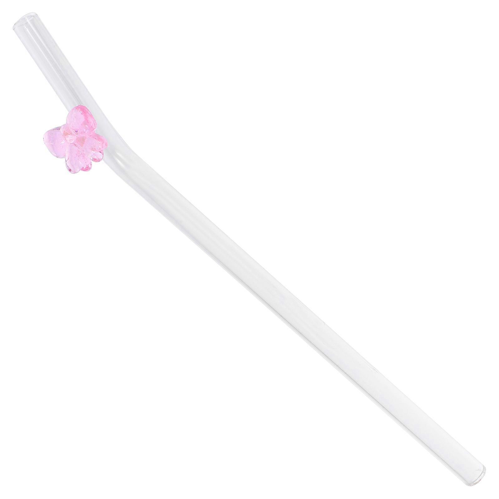 Bow Glass Straw Reusable Beverage Straw Elegant Women Pink 18.80X0.80X0.80cm 1Set