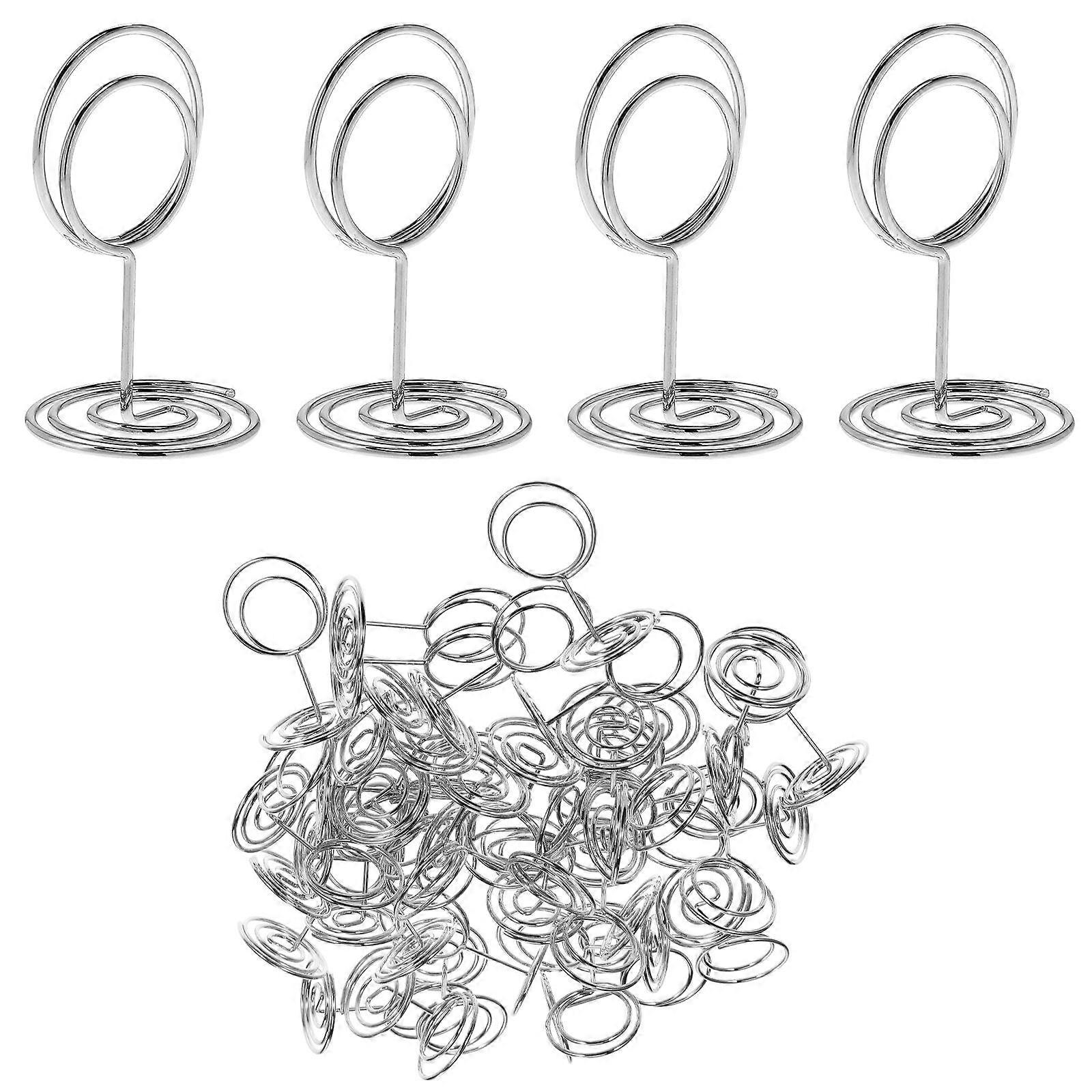 50 Pcs Silver Metal Table Card Holders for Home Use Round Design Compact Lightweight and