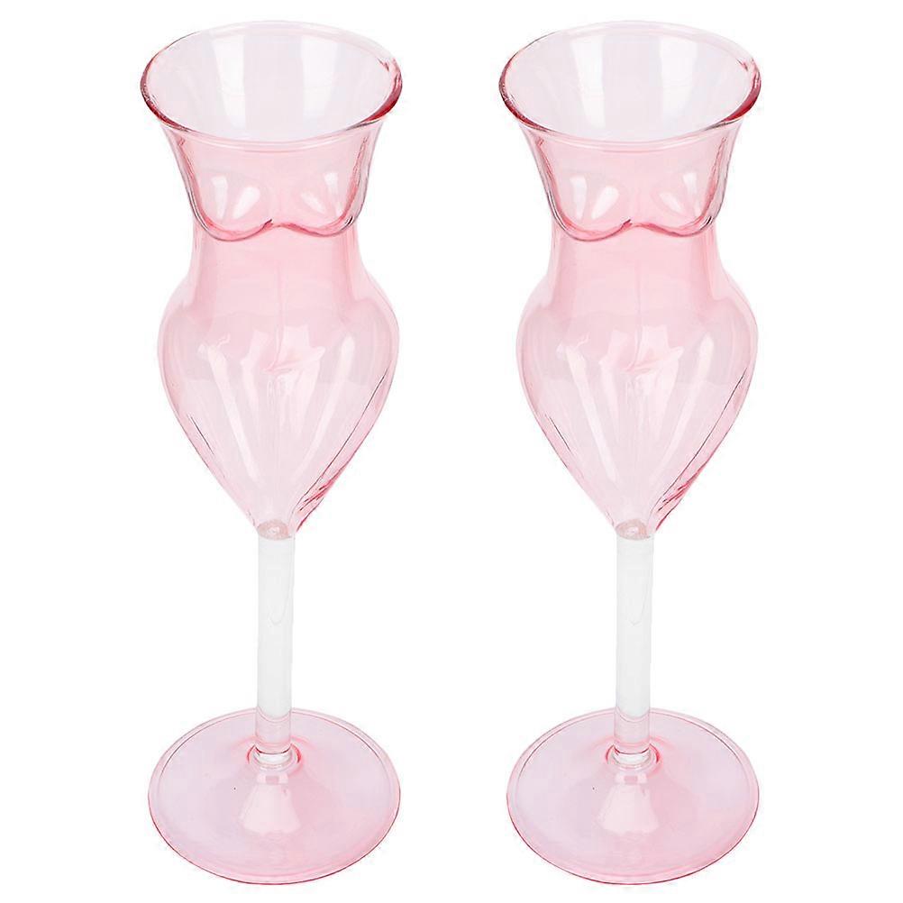 Cute Goblet Cup High-Boron Silicate Glass Pink For Adults 2Pack