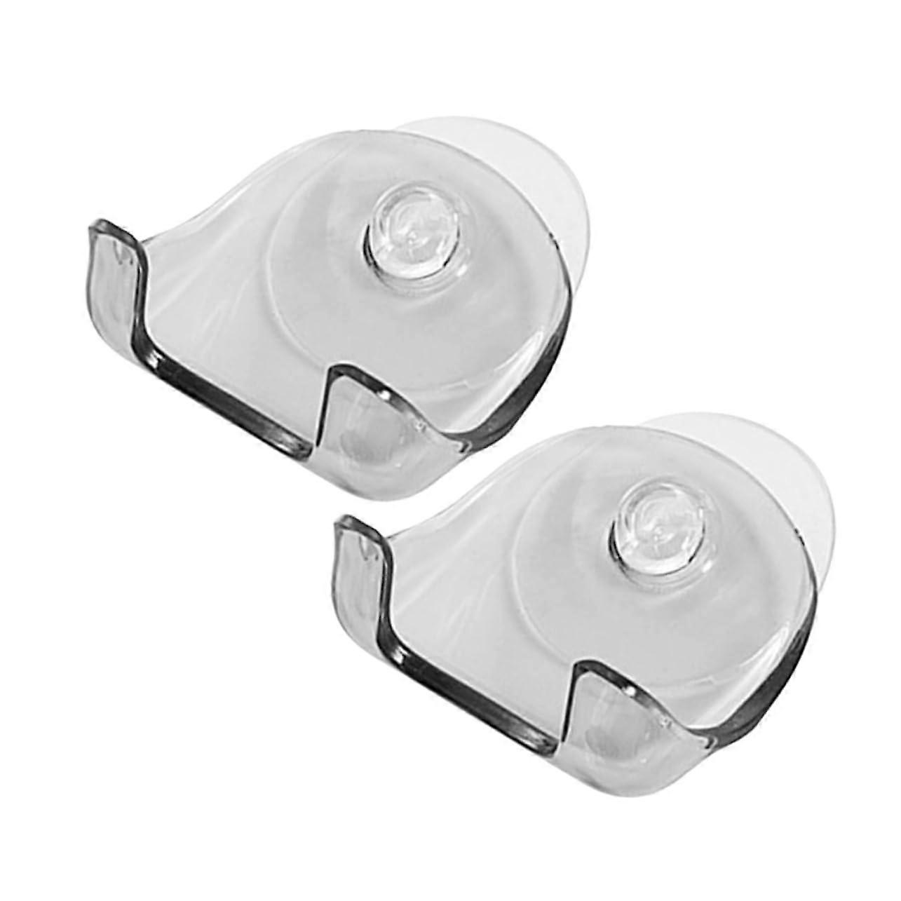Stainless Steel Razor Hooks Pack of 2 Shaving Cartridges with Grey Suction Cup Razor Stand for Wall-Mounted Shower Use