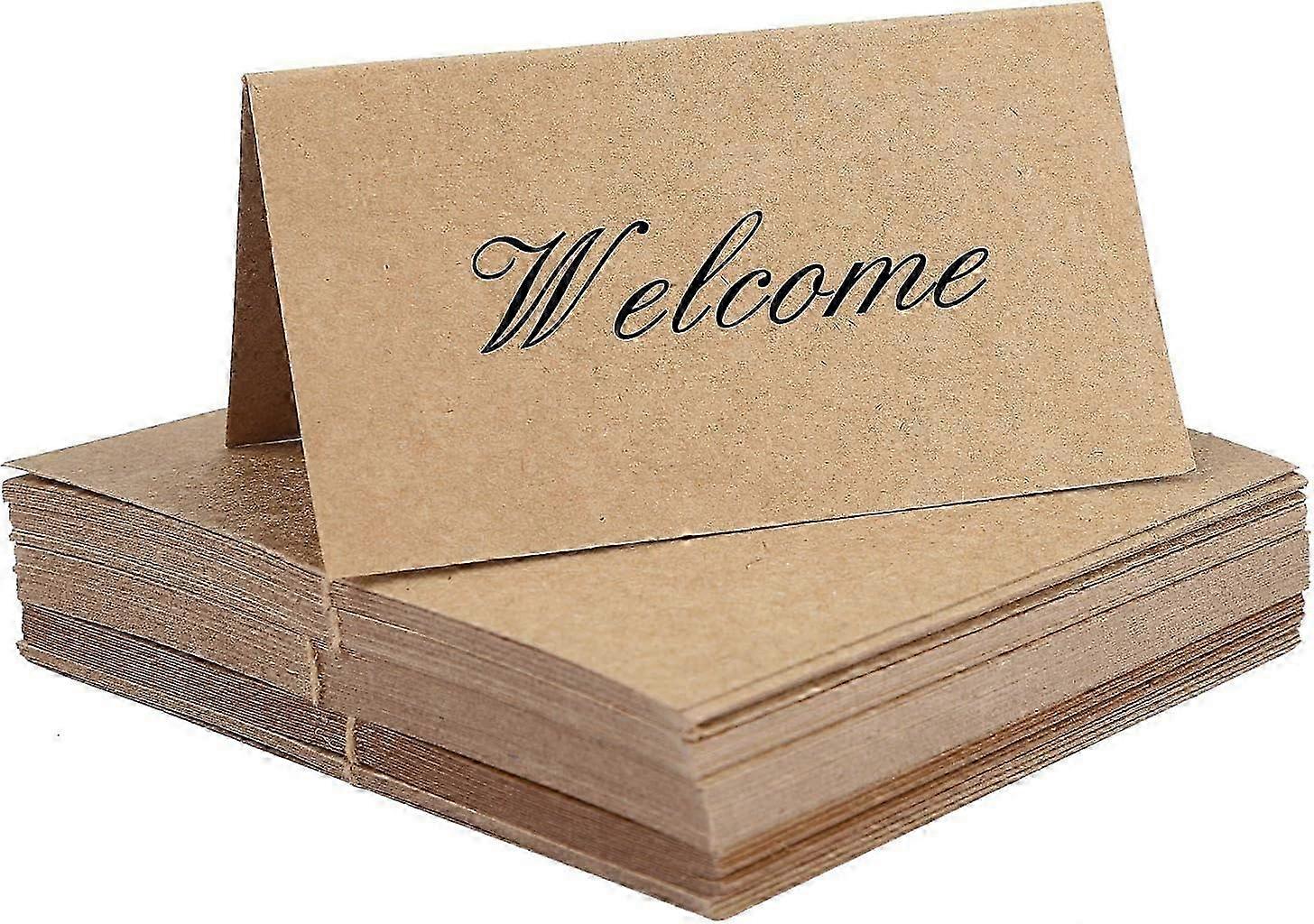 60 Pieces Blank Table Name Place Cards Recycled Brown Kraft Double Sided Tags for Food Labels and Table Numbers