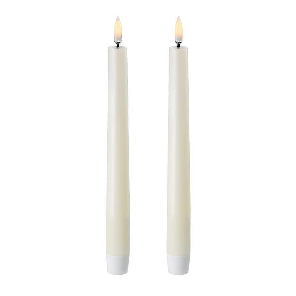 Piffany Copenhagen LED Taper Candles Set of 2 Real Wax Ivory 2.3 x 20 cm with 6 Hour Timer Function and No Fire Hazard
