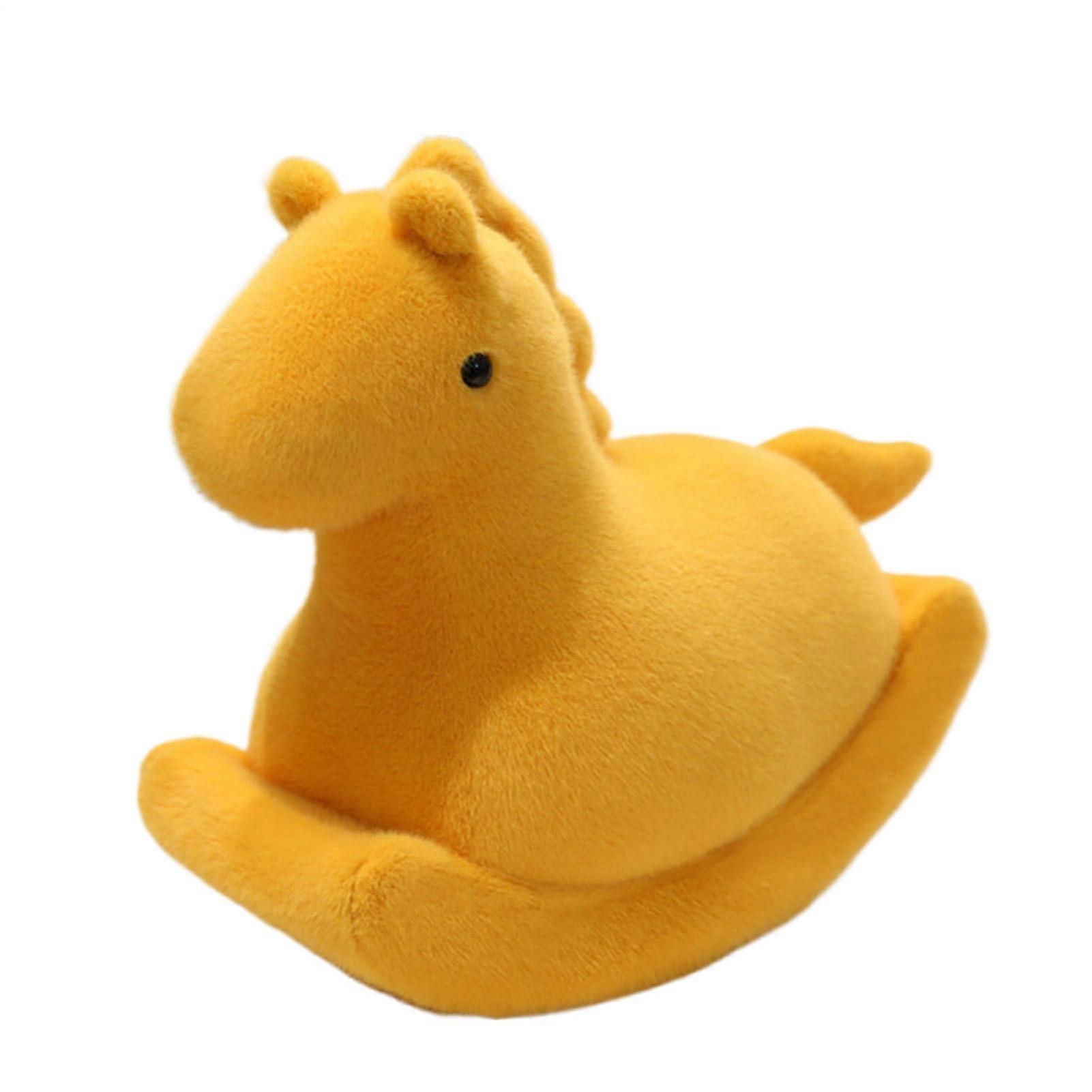 Kuschelpferd 40cm Soft Plush Rocking Horse Toy for Kids and Adults - Yellow Cozy Stuffed Animal for Home and Car
