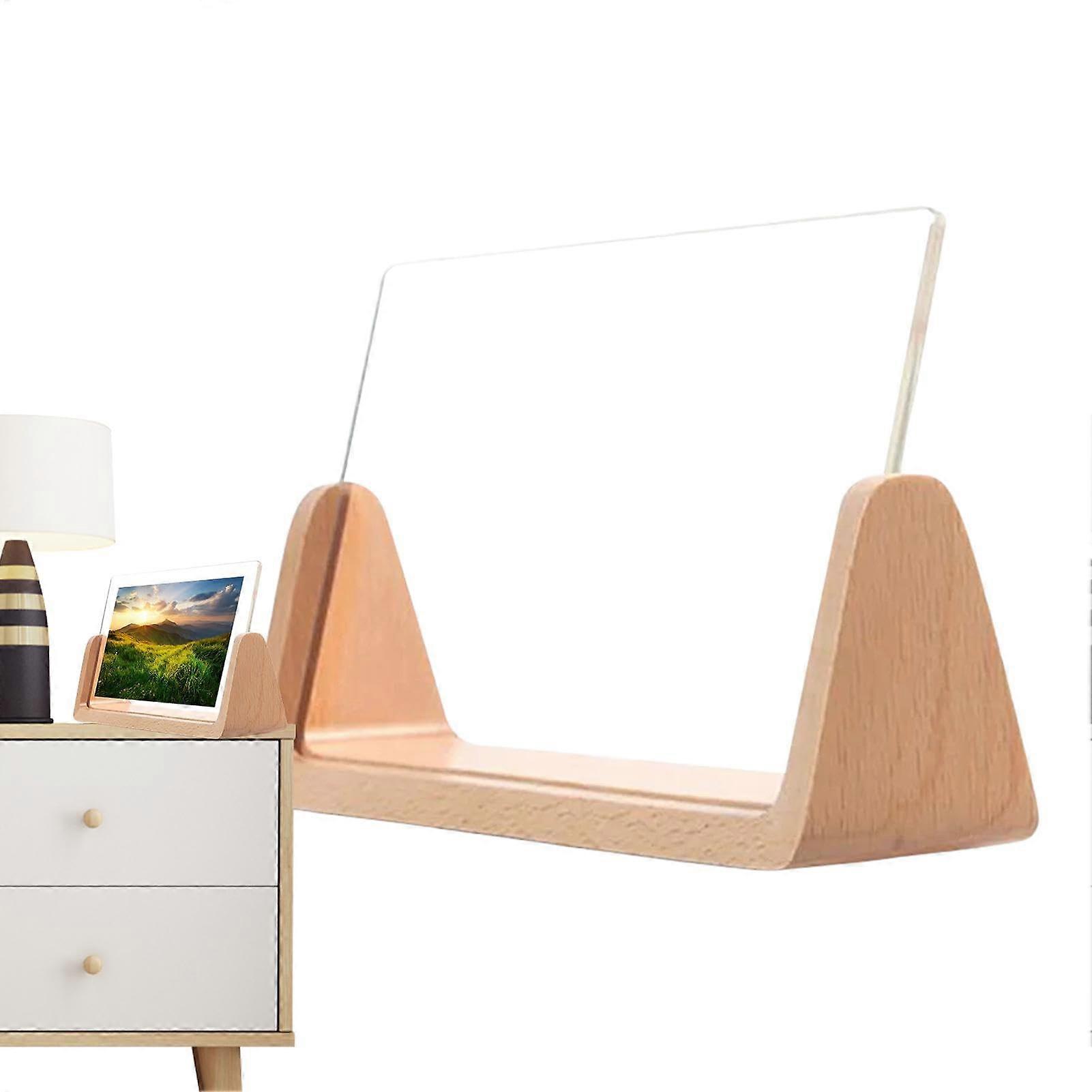 Rustic Acrylic Picture Frame 8-Inch Horizontal, Transparent Tabletop Display, Shatterproof Photo Holder, Wooden Pen Frame