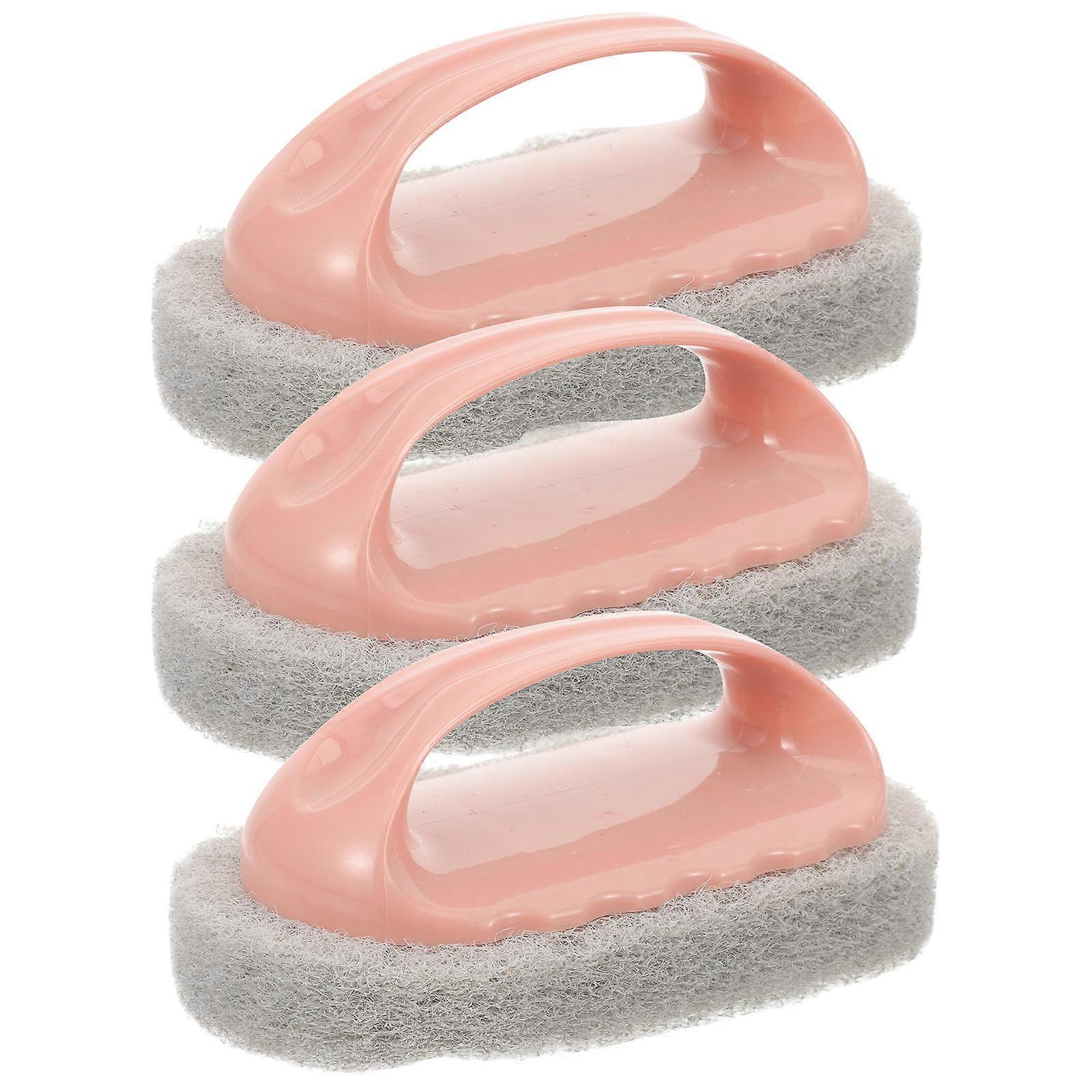 Pink Kitchen Cleaning Brush with Handle for Tiles and Toilet Tables Lightweight Compact and Durable 3pcs