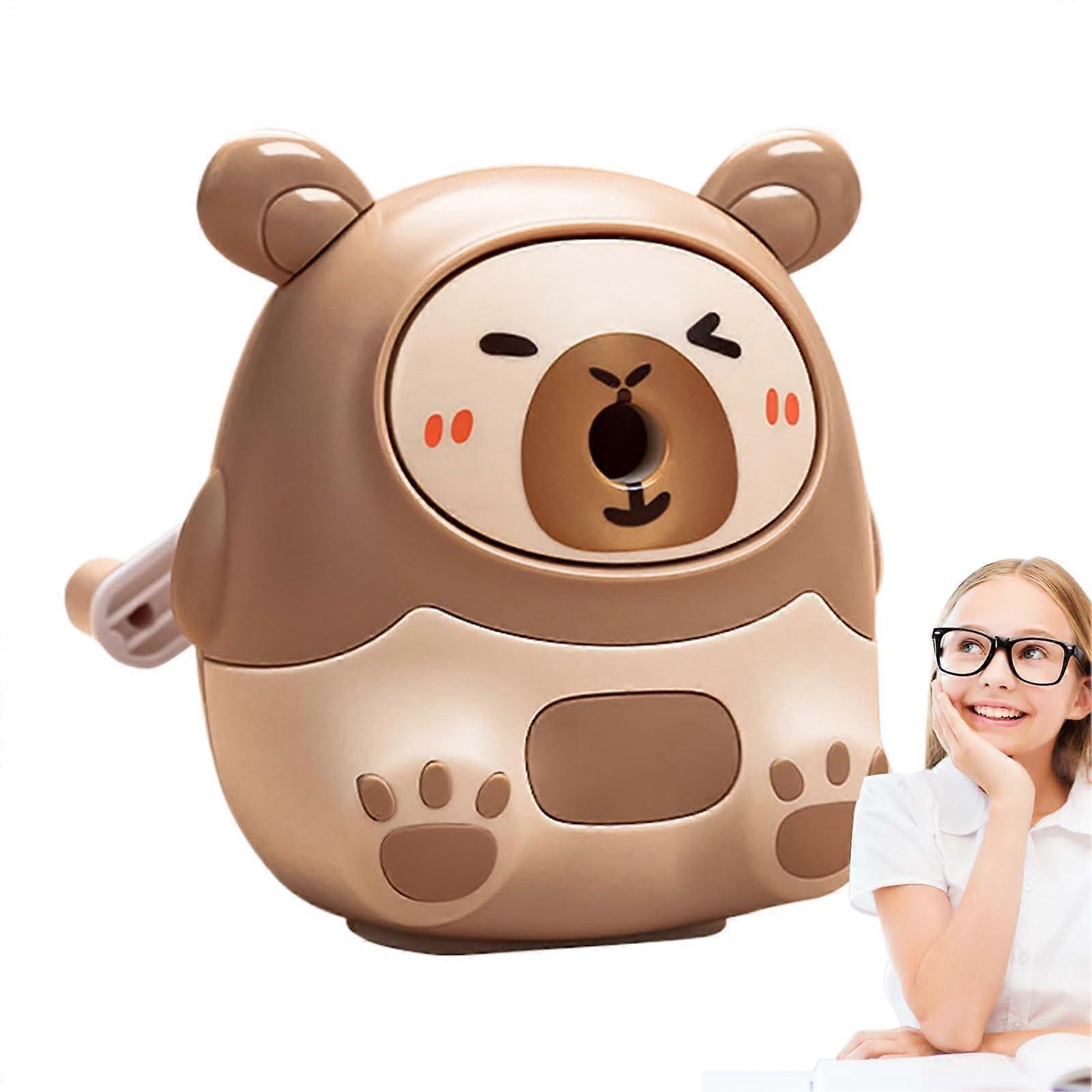 Pencil Sharpener Kids Cute Cartoon Capybara Manual Dark Brown Pencil Sharpener for School Art Drawing Students