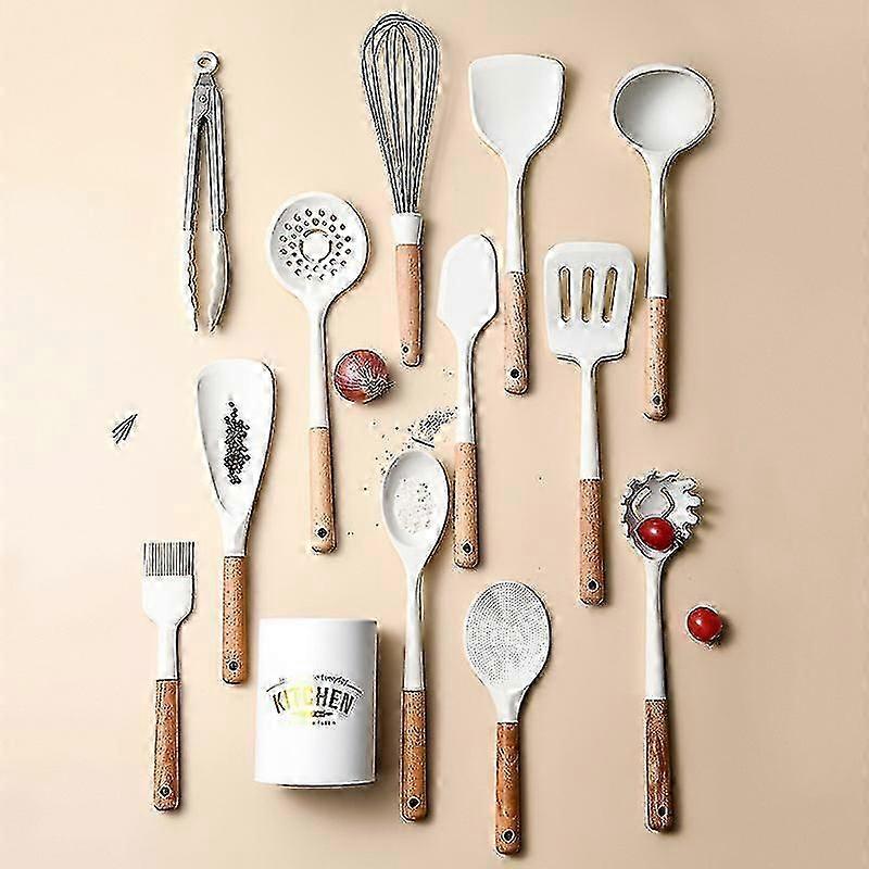 Eco-Friendly 13-Piece Wooden & Silicone Kitchen Utensil Set with Practical Storage Solution for Your Culinary Needs