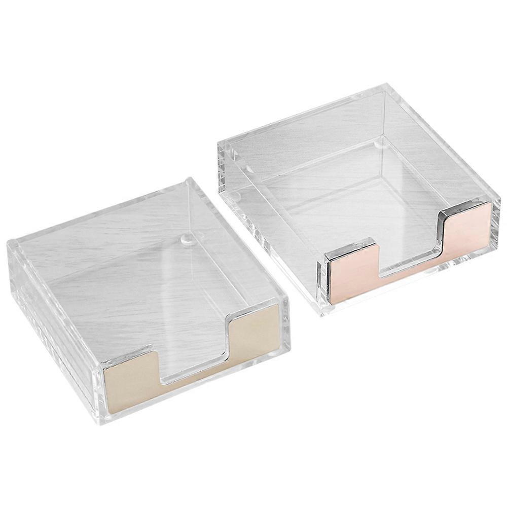 Memo Pad Holder Desk Note Paper Stationery Rack Silver Rectangular Storage 2Pcs