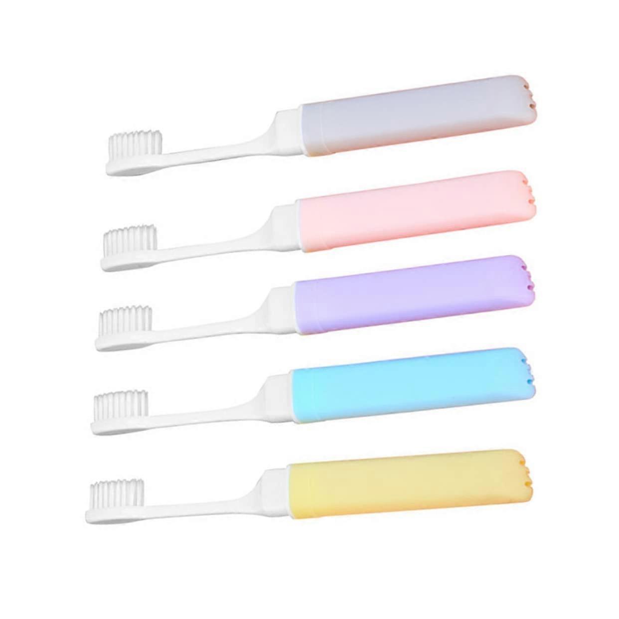 5 Pieces Foldable Toothbrushes with Bristles for Gentle Teeth Cleaning, Travel and Daily Use, Hygienic