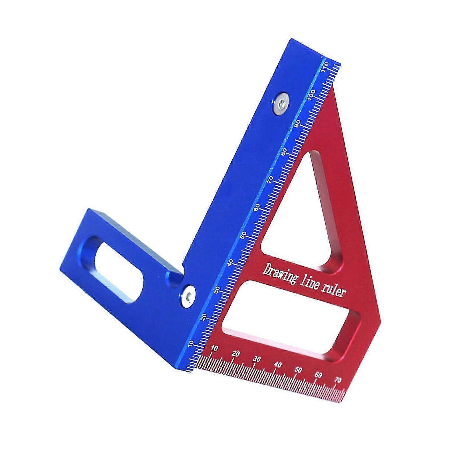 Aluminum Alloy Woodworking Measuring Ruler & Protractor - 45/90 Degree Triangle Scriber Square Tool for Engineers & Carpenters
