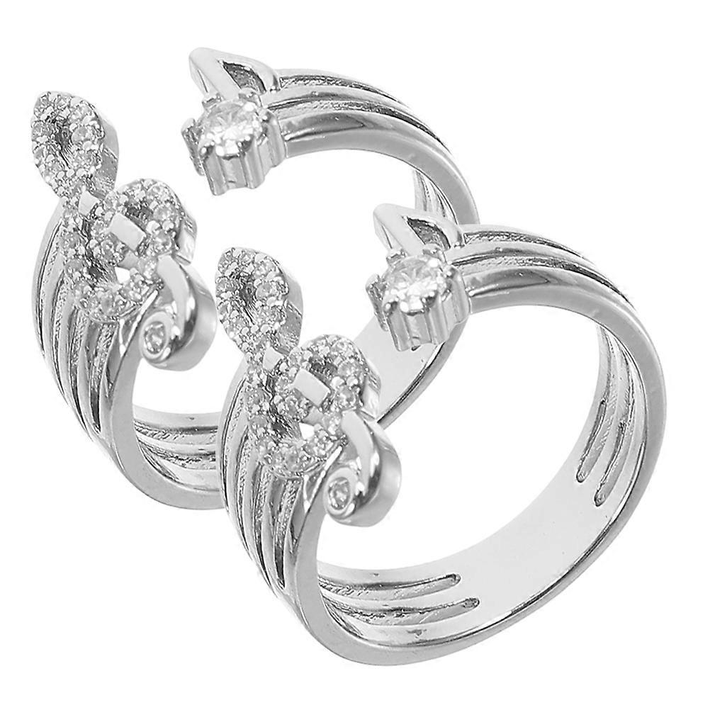 2pcs Adjustable Music Note Open Band Rings with Rhinestones for Women – Comfortable Daily Wear for Music Lovers
