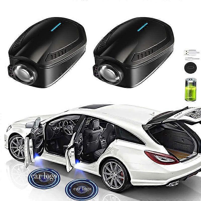 Led Car Logo Lights Auto Door Laser Projector Rechargeable Wireless Welcome Decor Light Car Accessories Laser Emblem Lamp Kits Motor Vehicle Lighting