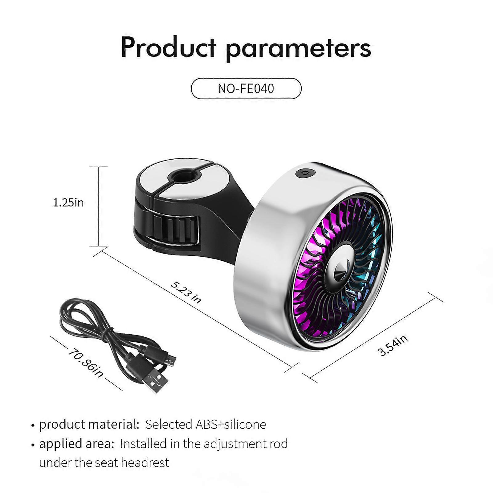 Car Fan, 12V Cooling Fan for Backseat for Kids, USB Powered Back Seat Fan with 3 Speeds Hook Vehicles Rear Seat Air Fan for Sedan SUV RV, Silver
