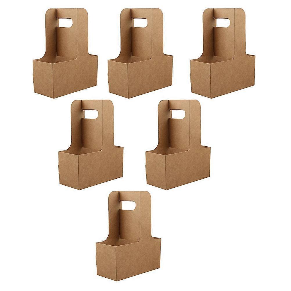 Cardboard Coffee Carrier Thickened Kraft Paper Milk Tea Takeout Racks Portable Daily Use 22.5x17.5cm 6Pcs