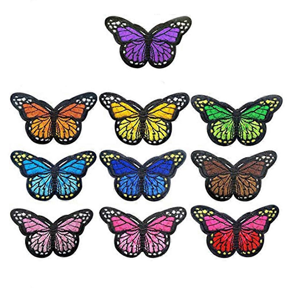 ברזל על פרפר אפליקציות ביצוע DIY פרויקטים 3x4.4 ס"מ חומר בד 40 יחידות