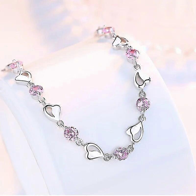 Bracciali a cuore in argento sterling da donna con cristalli di zircone