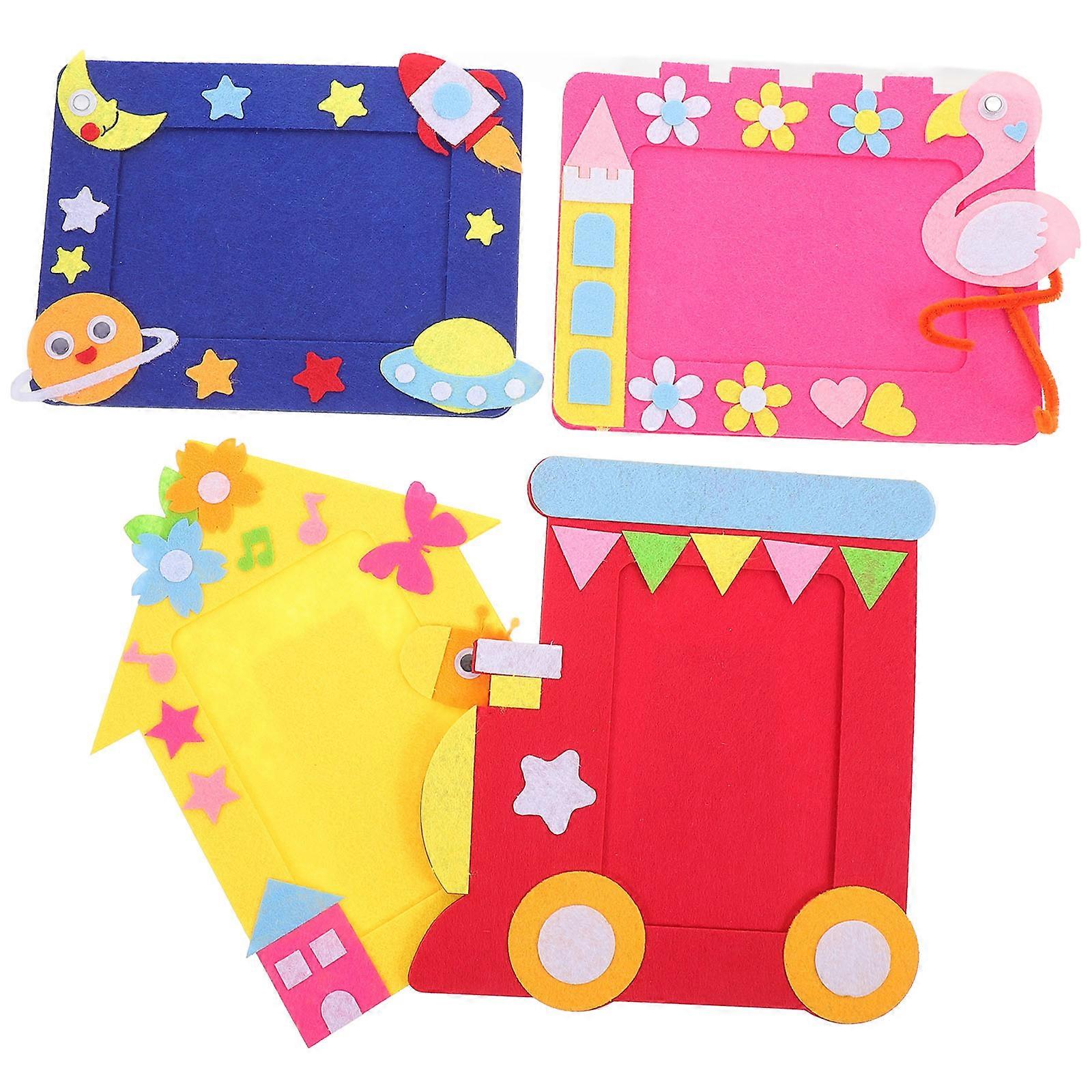 Hanging Photo Frame Diy Picture Frame Non-Woven Photo Frames Home Decoration Square Shape Assorted Color 4Pcs