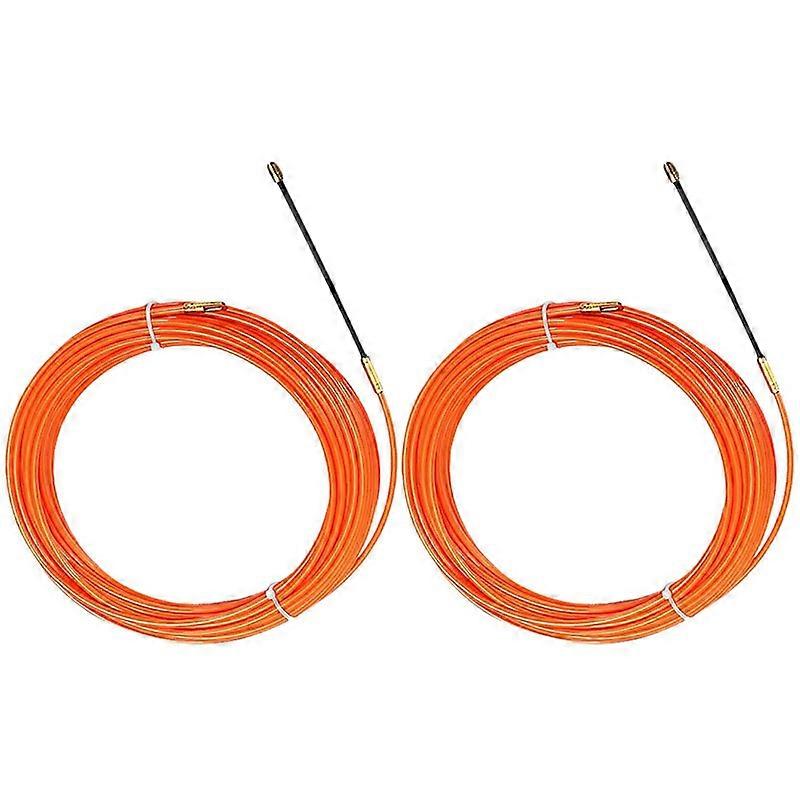 2x 4mm 15 Meter/30 Meter Orange Guide Device Nylon Electric Cable Push Pullers Duct Snake Rodder Fis