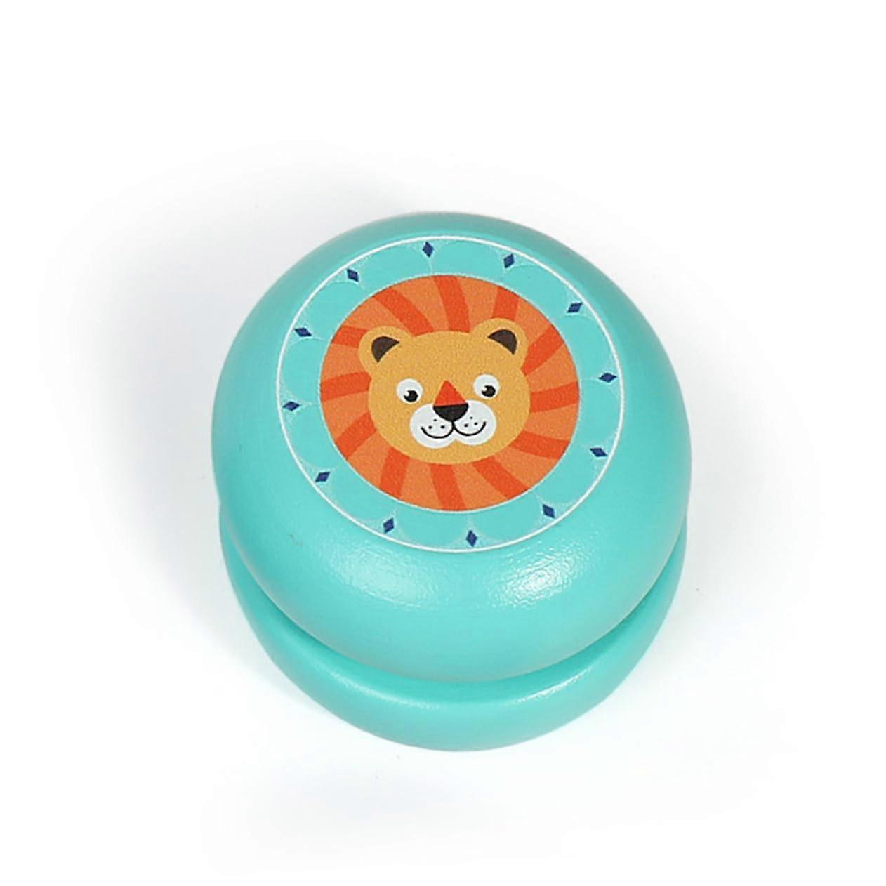 2 pieces wooden yoyo with funny cartoon animal pattern, promotes color recognition and wrist training, durable and portable
