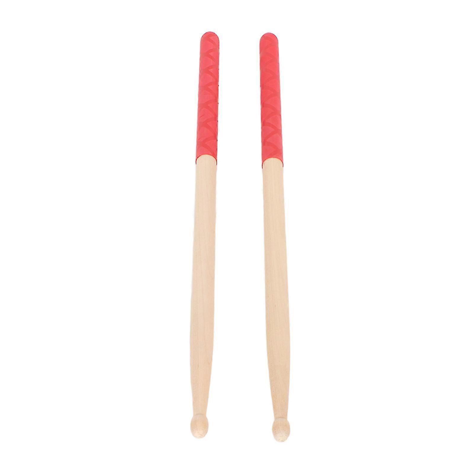 5A Maple Wood Drum Sticks with Anti-Slip Rubber Handle - Red X Pattern Drumsticks for Adults, Kids & Beginners Musical Instrument Accessorie