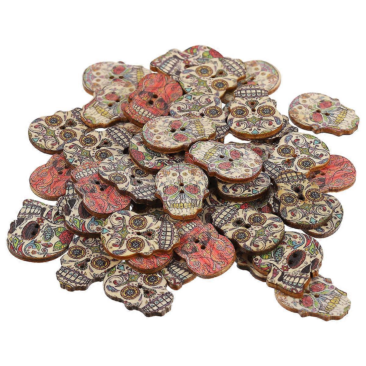 Here's a polished and professional product description for your **100pcs Skull Wooden Buttons**:
### π 100pcs Skull Wooden Buttons β DIY Sewing,