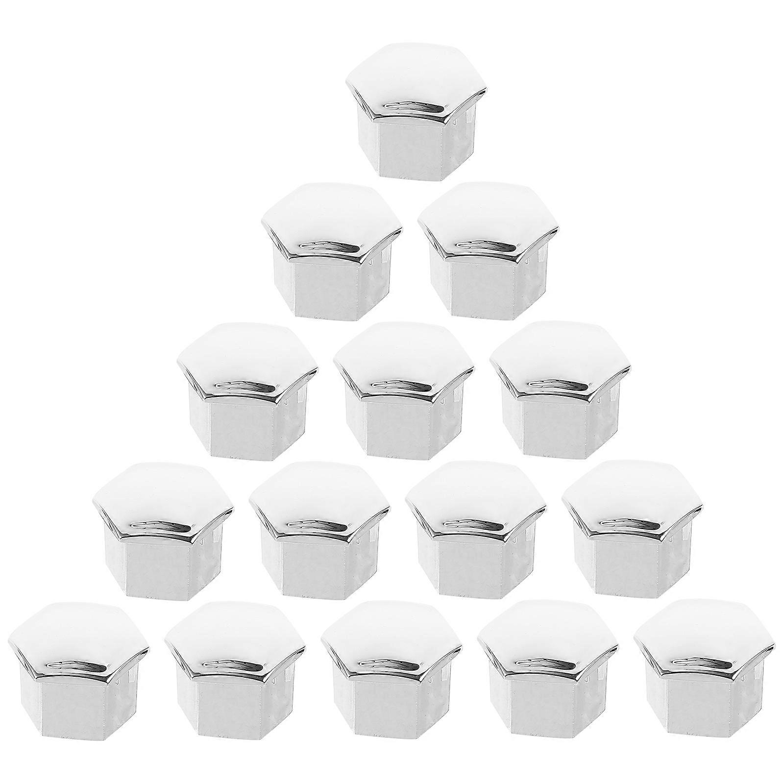 Wheel Bolt Caps Hexagonal Shape Silver Color Plastic Protects Bolt Heads From Corrosion 20Set