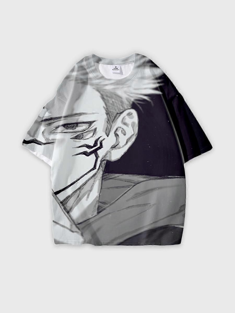 T-shirt round neck Character Pattern loose short sleeve P1497