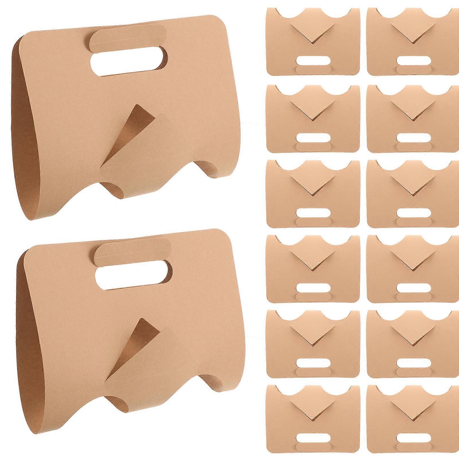 Portable Paper Coffee Cup Carrier with Handle for Daily Use Beige 50Pcs