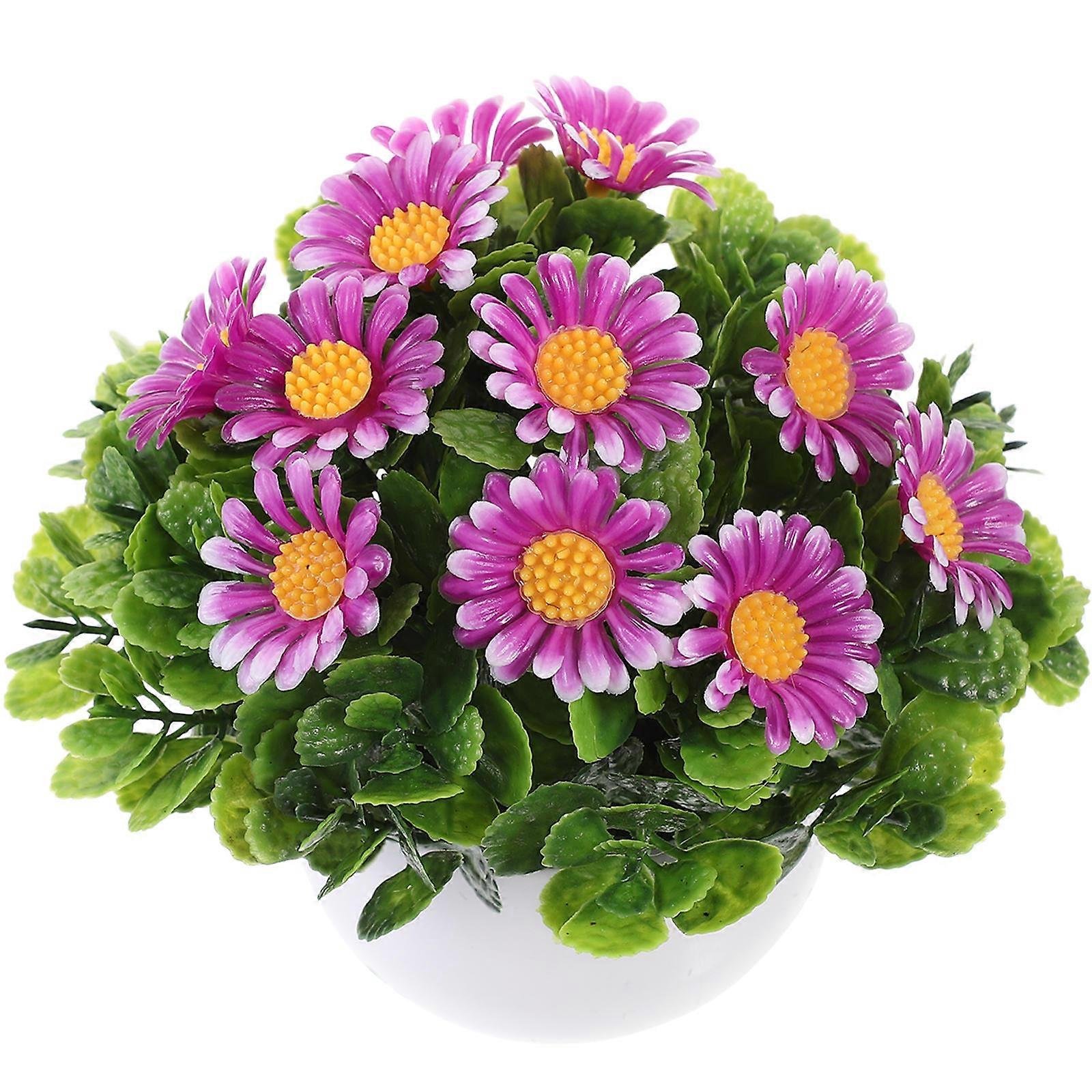 Silk Flower Decoration in Pot Assorted Color Plastic Material for Home Office 6 Inch