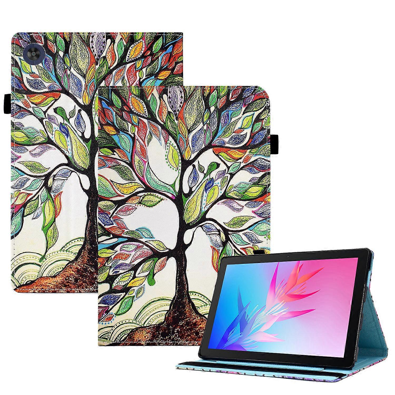 TKdaddy Pattern Printing Tablet Stand Case for Huawei MatePad T 10S 10.1 inch MatePad T 10 9.7 inch Anti-drop Cover with Elastic Band Life Tree