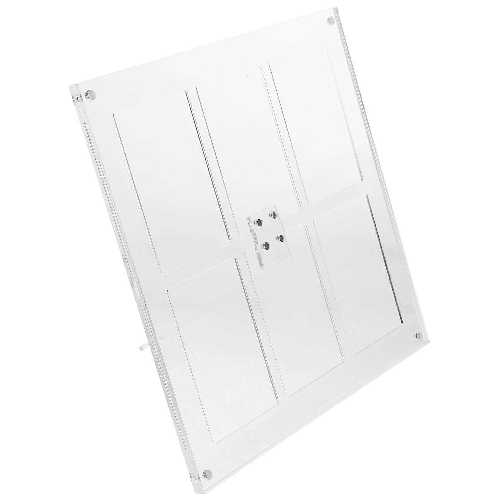 Desktop Photo Frame Stand Six Grid Photo Holder Office Use Square Grid Simple Structure Transparent 3 Inch 1Pcs