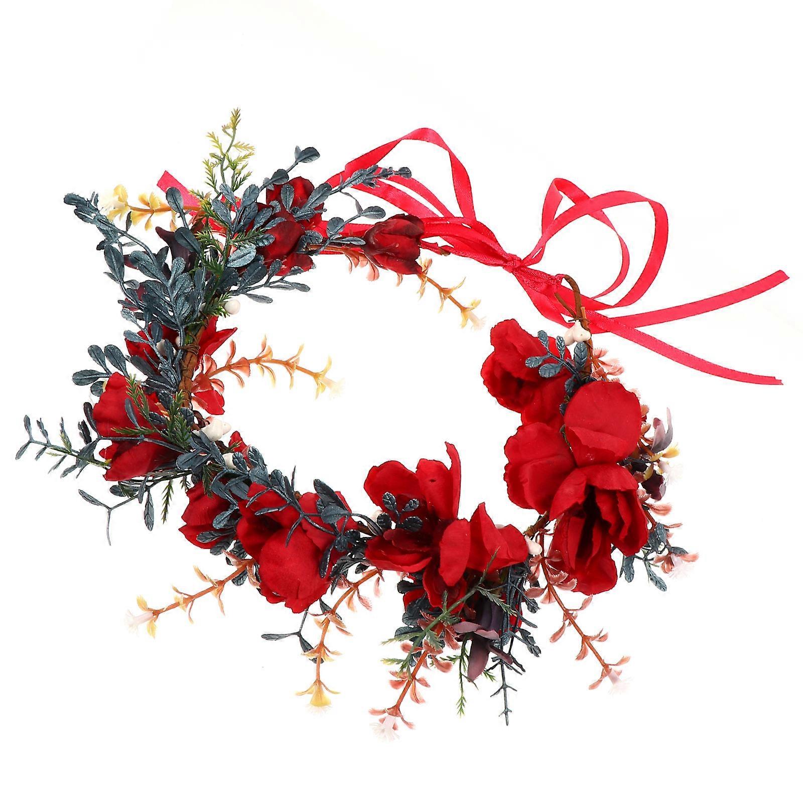 Red Christmas Flower Headband for Decoration Made of Cloth with Festive Atmosphere Perfect for Parties 1 Piece